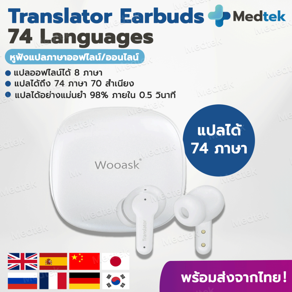 Wooask Edge Online Version Translator Earbuds White หูฟังแปลภาษา