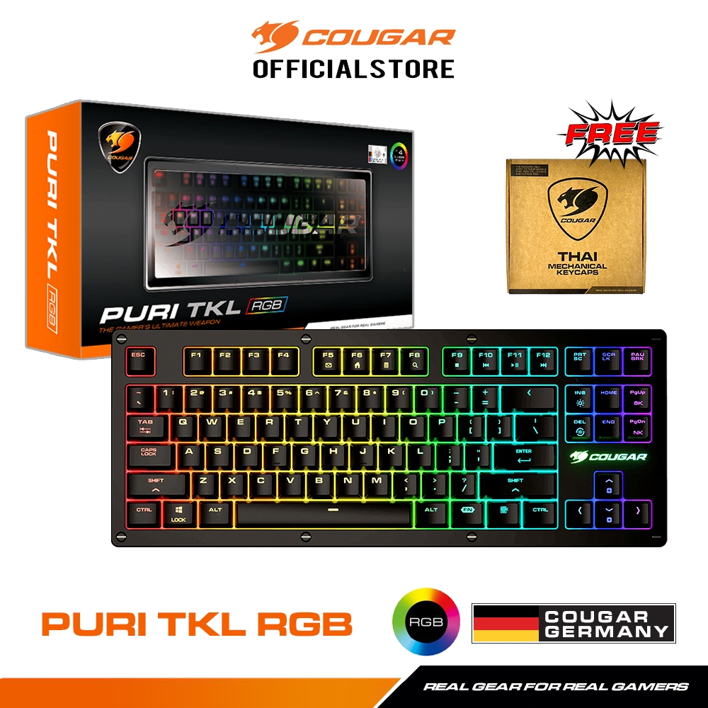 COUGAR PURI TKL RGB : Gaming Keyboard ประกัน 2 ปี **แถมฟรี Keycaps ภาษาไทย**
