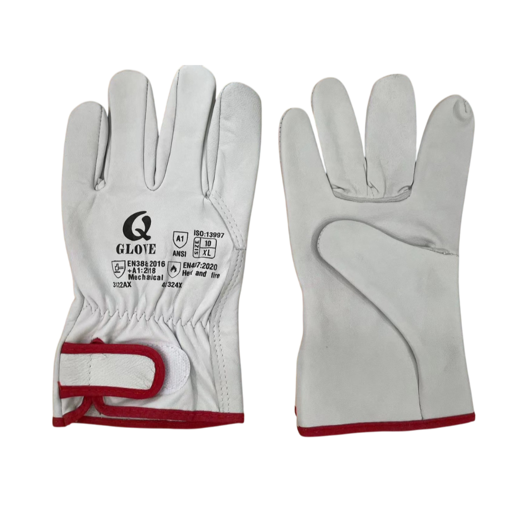 ถุงมือหนังอาร์กอน(Argon) มีตีนตุ๊กแกสำหรับรัดข้อมือ ถุงมือเชื่อม ถุงมือจับของร้อน-จับถ่าน-แบตเตอรี่ ถุงมืออ็อกเหล็ก