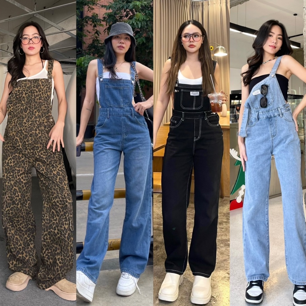 เอี๊ยมขายาว Overalls denim ปรับสายได้ทรงสวยสุดๆผ้าดีมาก พร้อมส่งทุกสี