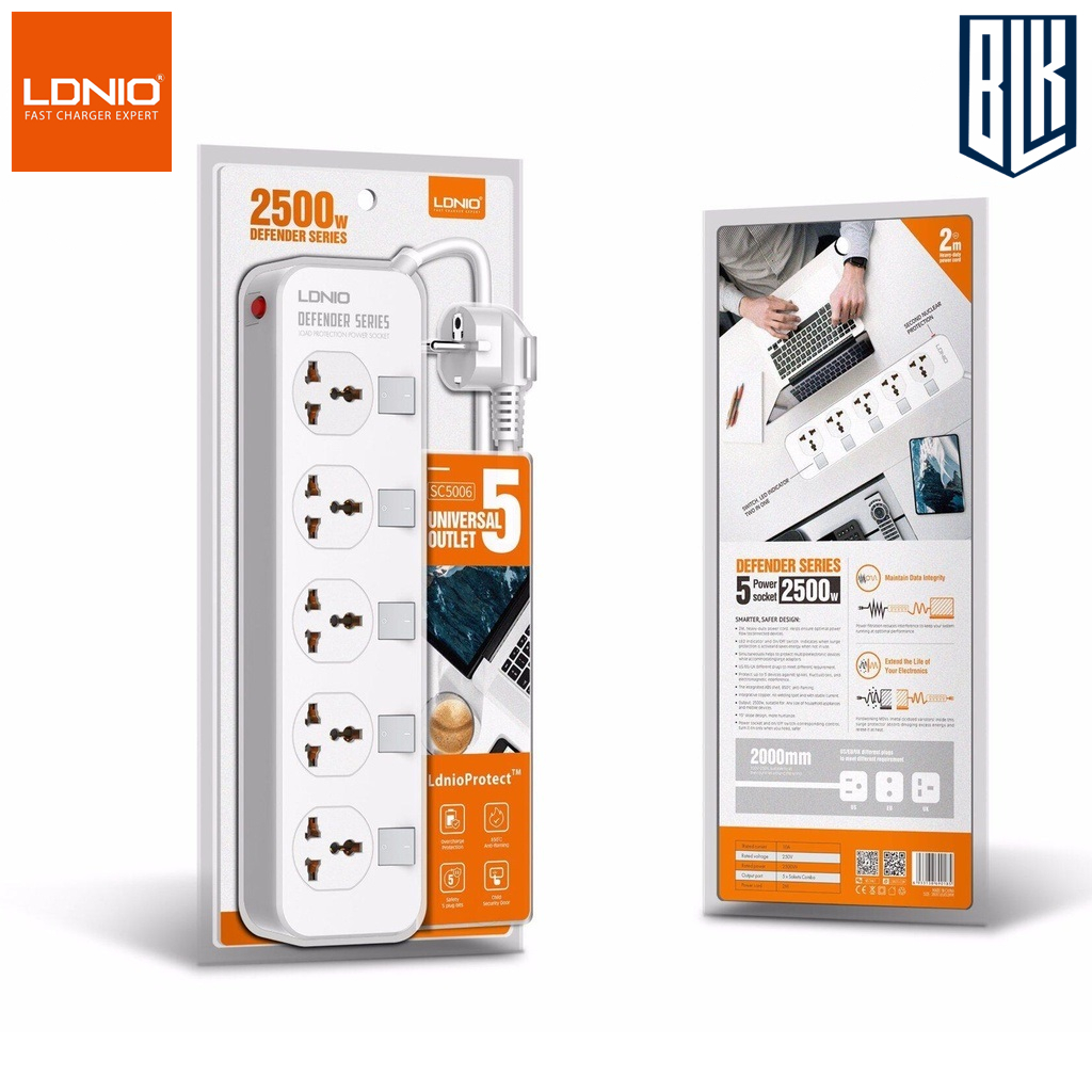 ของแท้100% LDNIO SC4408 ปลั๊กพ่วง 4 ช่อง 4 USB 3.4A Max universal outlet Power Strip รองรับไฟ 2500W-10A