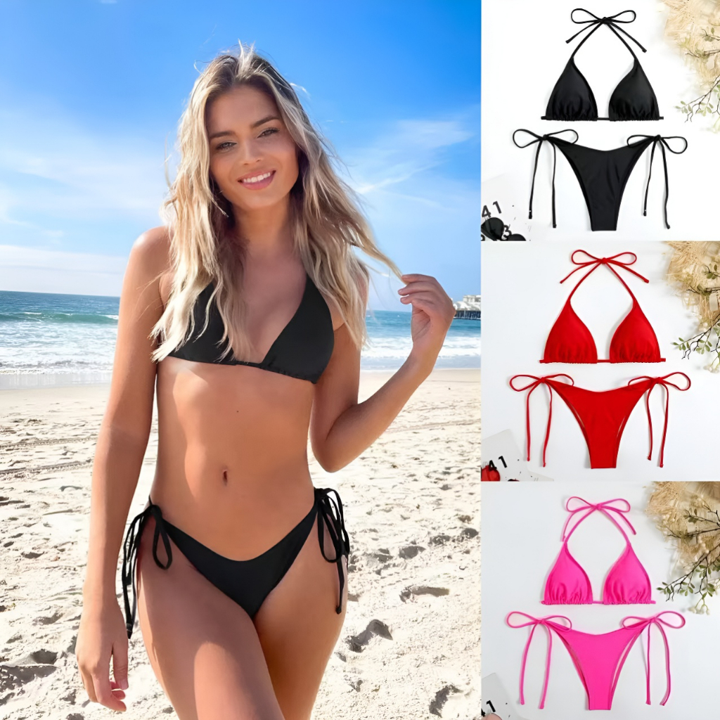🌸Swift Bra🌸ชุด บิกินี่ ทูพีช สายฝอ แบบผูกด้านข้าง เสื้อพร้อมกางเกง 2 ชิ้น รุ่นนี้กำลังฮิต เซ็กซี่น่ารัก Two-piece bikini