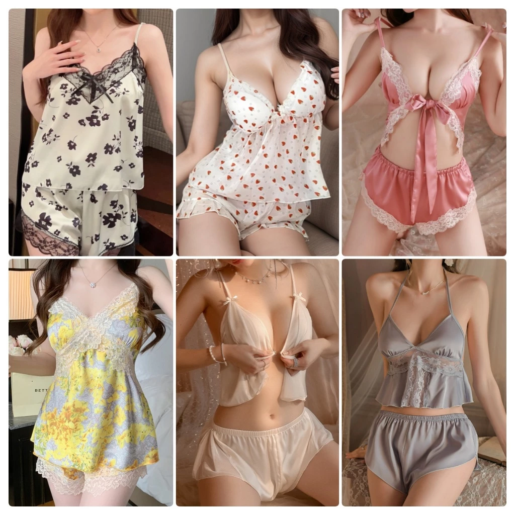 💗sexylady💗เซตชุดนอน ชุดนอนลูกไม้ ชุด2ชิ้น ราคาส่ง มีให้เลือกหลายสีและหลายสไตล์ จัดส่งจากไทย （睡衣套装）