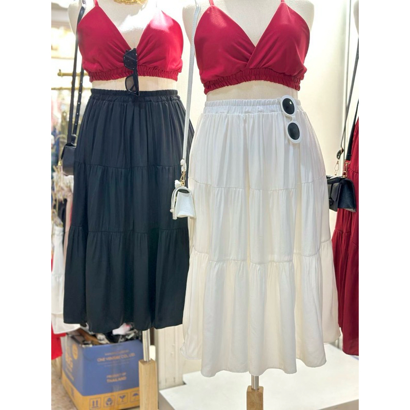 พร้อมส่ง|Dolly Skirt สีใหม่เข้าเพิ่มกระโปรงตัวยาว ดีเทลต่อชั้นๆ รูดเบาๆให้ดูหวานๆพริ้วๆ สาวอวบ ราคา ถูกที่สุด ดีลบีเคเค แกลเลอรีภาพที่ 4