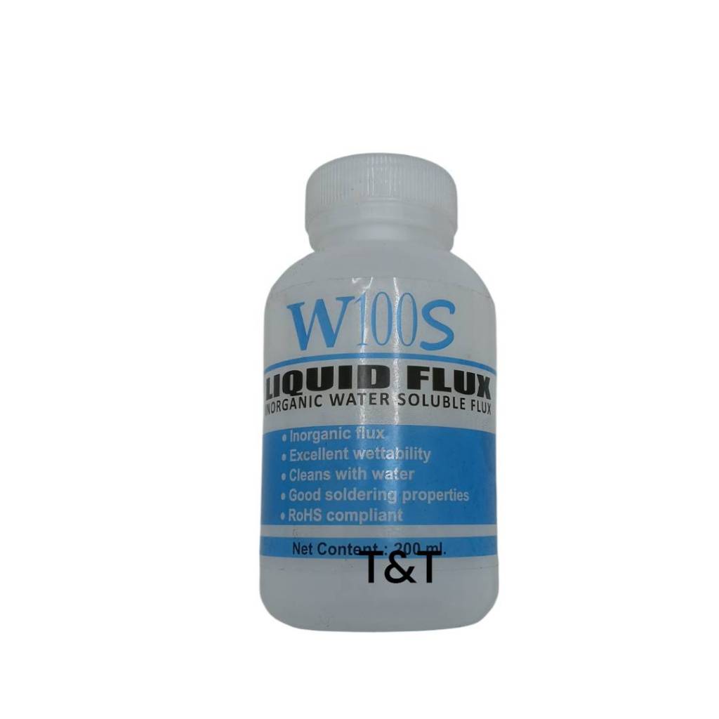 W100S LIQUID FLUX INORGANIC WATER SOLUBLE FLUX ULTRACORE ละลายในน้ำได้ ขนาด 200ML