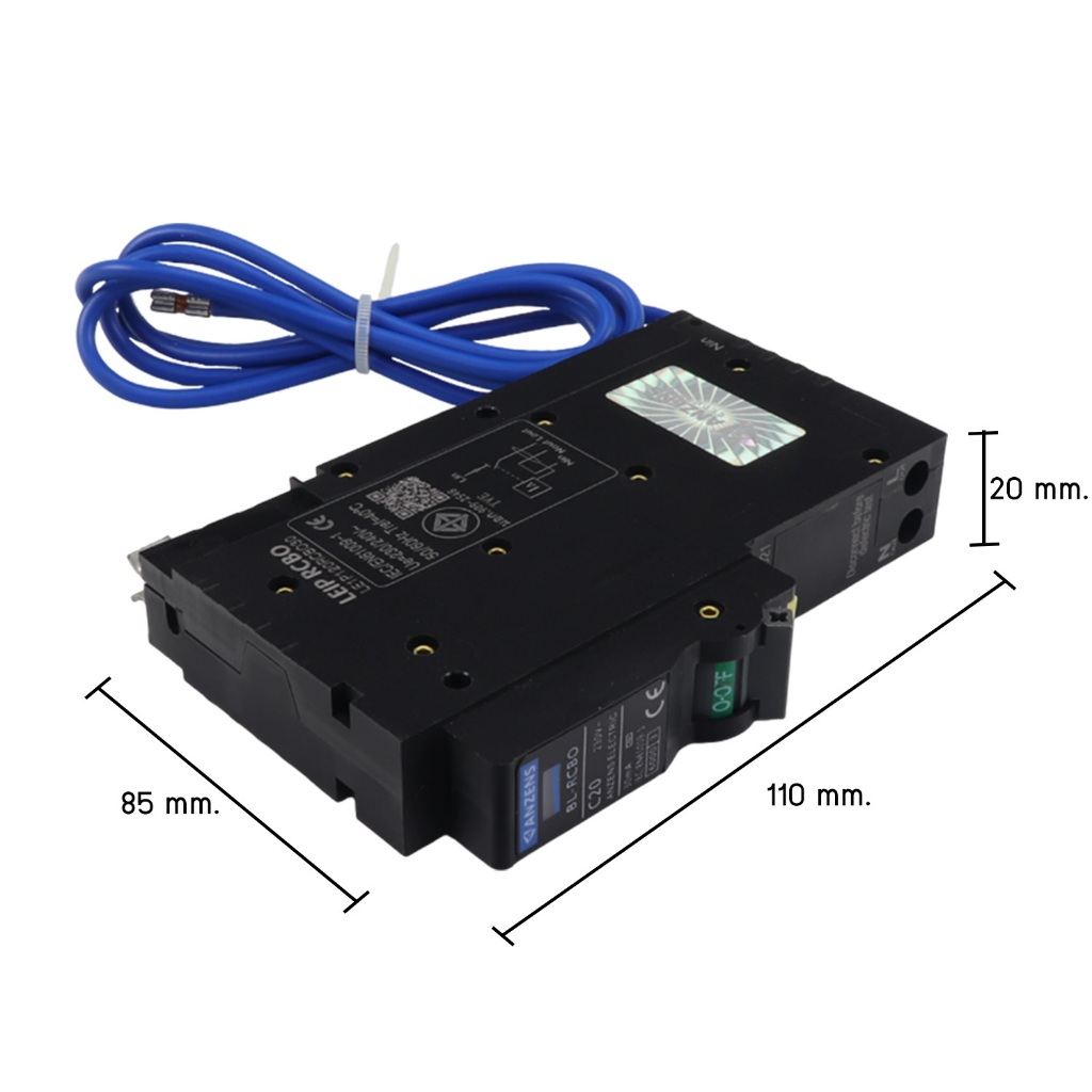 Anzens RCBO 1P 16A, 20A, 32A ลูกเซอร์กิตเบรกเกอร์กันดูดหางหนู - รูปที่ 2
