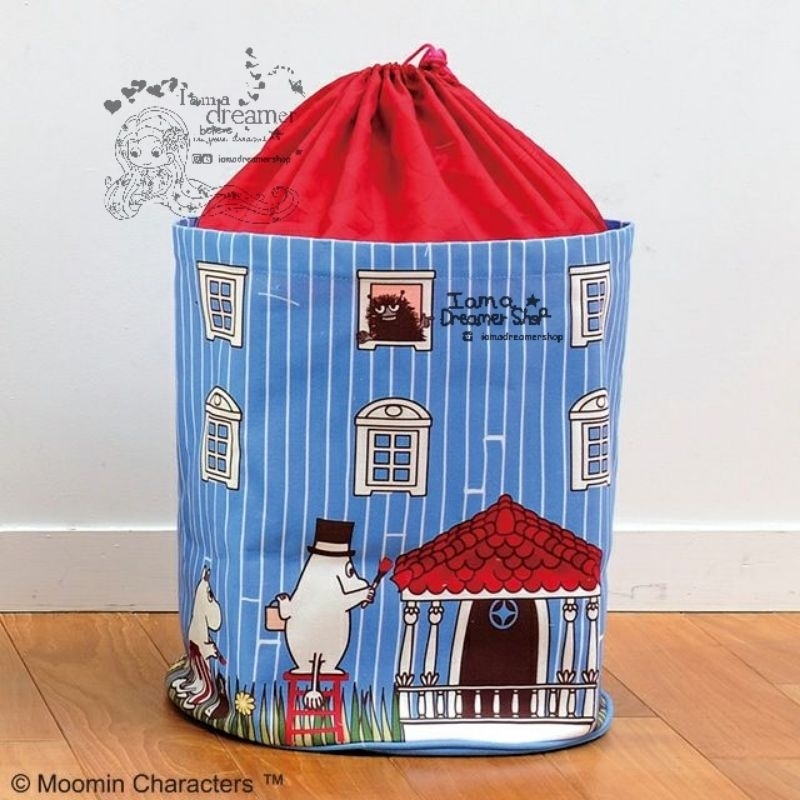 พร้อมส่ง กระเป๋าบ้านมูมิน ถุงผ้าหูรูด Moomin House Drawstring Laundry Bag