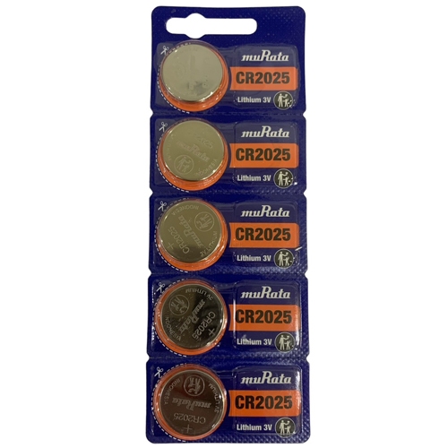ถ่านกระดุม MURATA CR2025 Lithium แท้ 3V. จำหน่ายแผงละ 5ก้อน