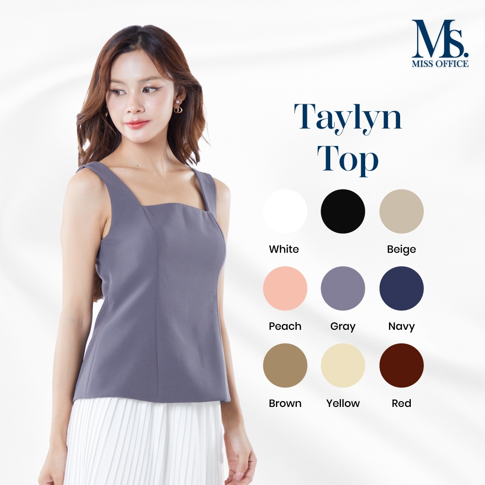 Miss Office เสื้อสายเดี่ยวตัดต่อหน้าเสริมฟองน้ำ (MT-305)