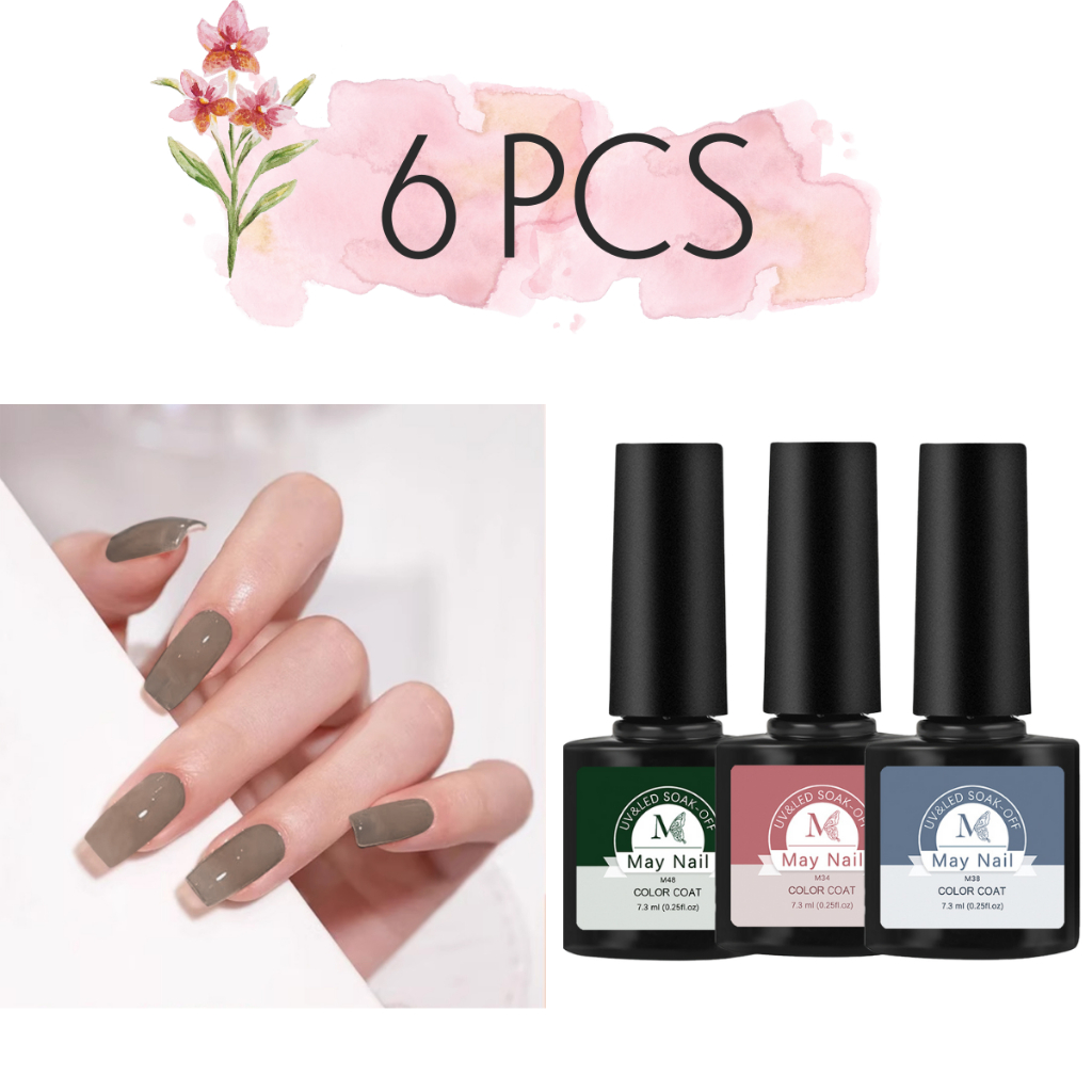 ชุด 6 ขวด pg สีทาเล็บเจล สีเจล เจลทาเล็บ สีทาเล็บ ติดทนนาน สีเจลทาเล็บ Nail gel polish สีสวย (ต้องใช้เครื่องอบ uvled)