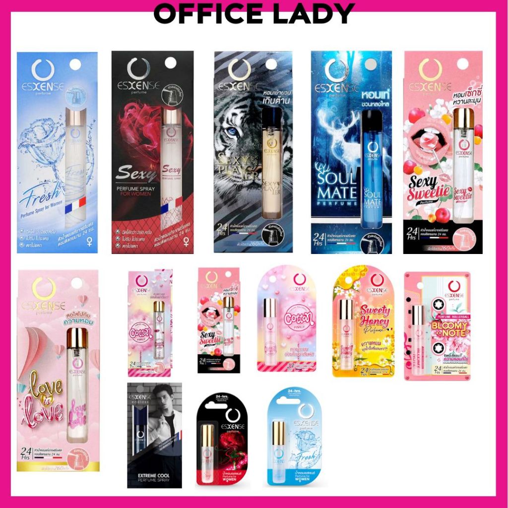 Esxense เอสเซนส์ น้ำหอมกลิ่นเซ็กซี่(สีแดง)/ น้ำหอมกลิ่นเฟรช(สีฟ้า)  10 มล./   เอสเซนส์ เพอร์ฟูม สเปร