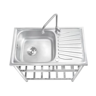 MESTER รุ่น PSR75 อ่างล้างจานพร้อมขาตั้ง 1 หลุม ขนาด 75 x 43 x 85 ซม. สเตนเลส สตีล AISI 201 หนา 0.5 มม.
