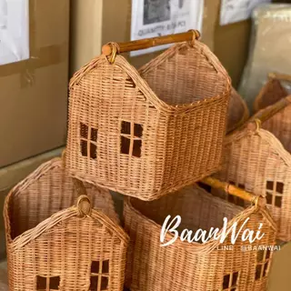 บ้านหวาย-ตะกร้า กระเช้าหวาย รูปทรงบ้าน
