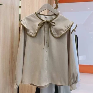 C18 🦋 เสื้อแขนยาวสาวอวบ ปกใหญ่ แต่เชือกผูกด้านหน้า สไสต์ลูกคุณหนู น่ารักๆๆๆ รอบอกได้ถึง 60++ 🦋