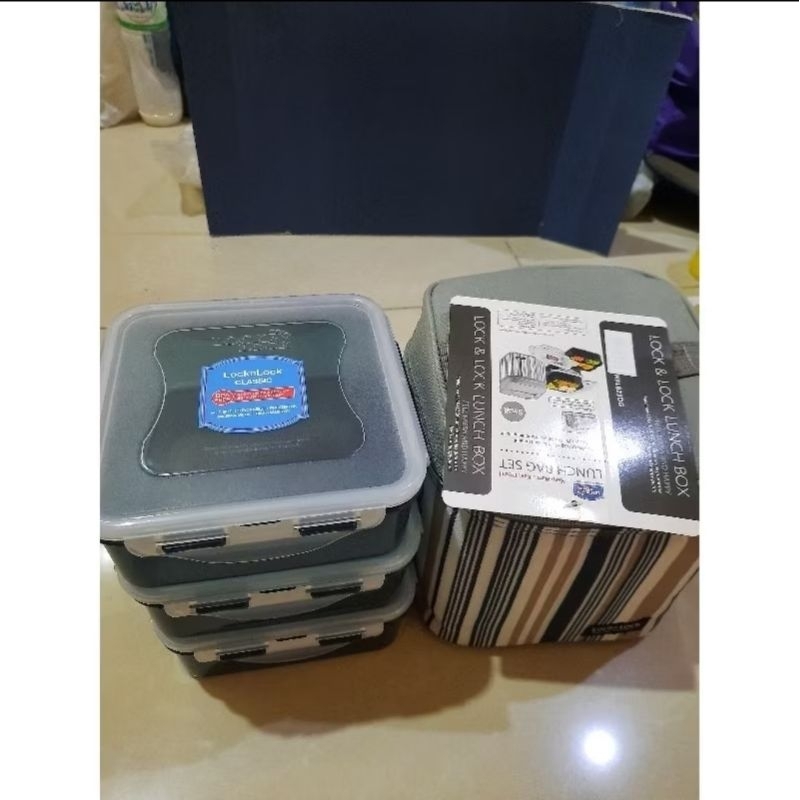กล่องใส่อาหารlocknlockของเเท้100%ของใหม่มือ1+พร้อมกระเป๋าเก็บรักษาอุณหภูมิได้นานมากอย่างดีฟู้ดเกรด