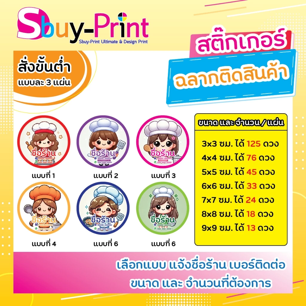 ✨ สติกเกอร์ฉลากสินค้า โลโก้ ส่งชื่อร้าน+เบอร์ทางแชทได้เลย ไม่ส่งพิมพ์ Thank you ครับ Cartoon W01