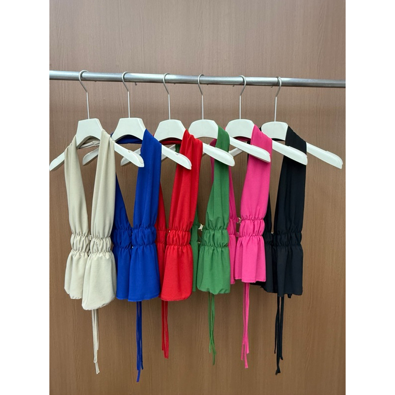 MT01-เสื้อคล้องคอผูกหลัง มี 12 สี ยืดได้เยอะ สาวอวบใส่ได้ รูปที่ 6