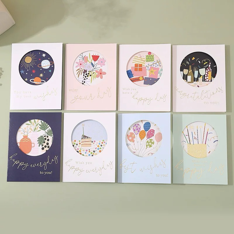 SHOP21 • การ์ดอวยพรแบบสามพับ ปรุหน้า พิมพ์ลายฟอยล์ทอง ด้านในมีพื้นที่เขียนข้อความ AD