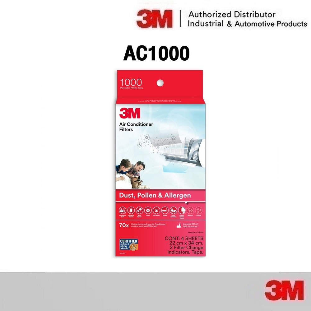 3M แผ่นกรองสิ่งแปลกปลอมในอากาศ สำหรับใส่เครื่องปรับอากาศ รุ่น 9808 กล่องสี แดง 38x270cm หรือ 22x34cm