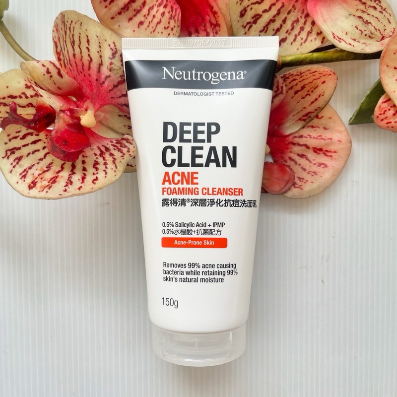 40, 100, 150 g. วันผลิต 11/24 Neutrogena Deep Clean Acne Foaming Cleanser นูโทรจีน่า สีส้ม ดีพ คลีน แอคเน่ โฟมล้างหน้า