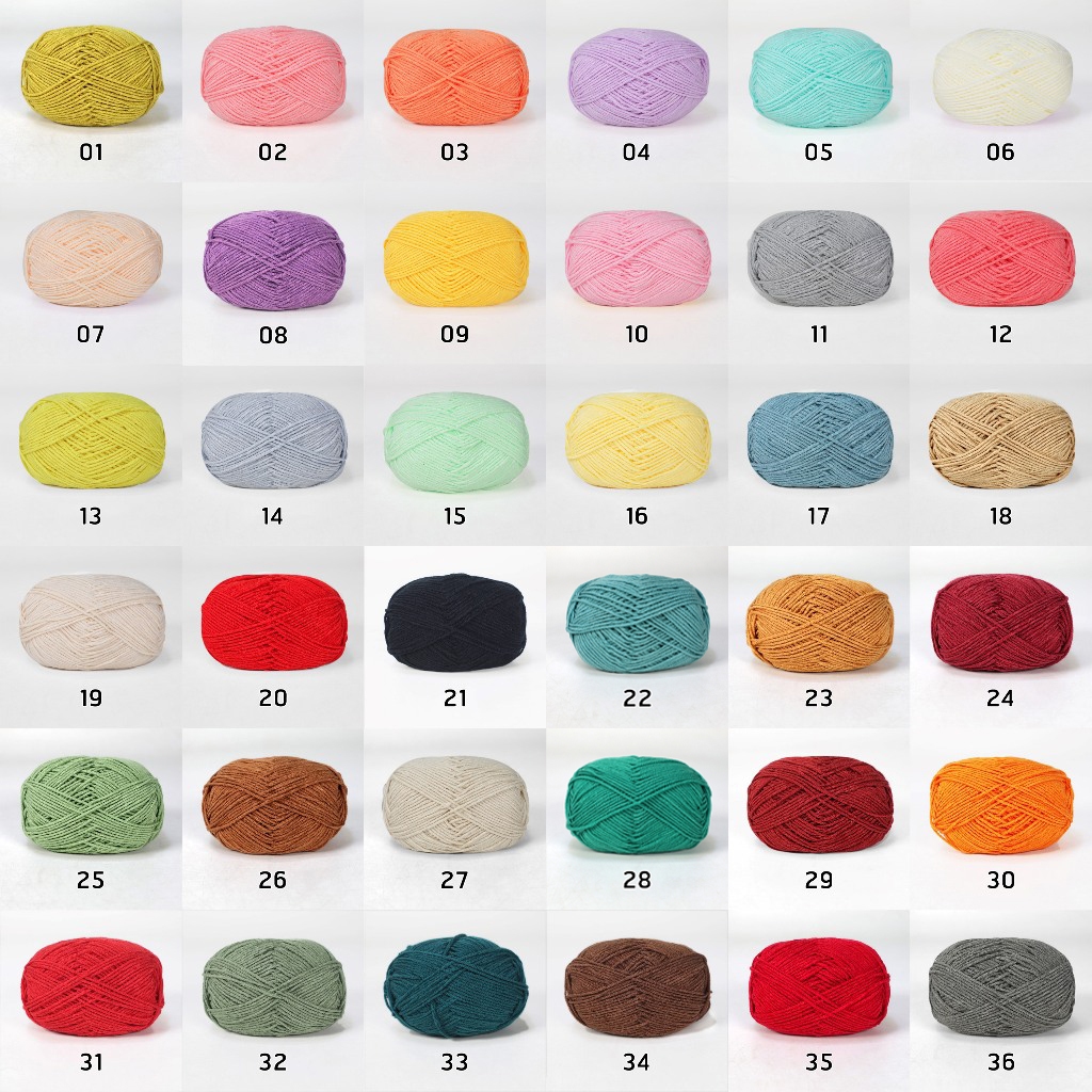 ไหมพรมคอตตอนนม ไหมพรม 4ply milk cotton yarn ม้วนละ 50 กรัม พร้อมส่งจากไทย