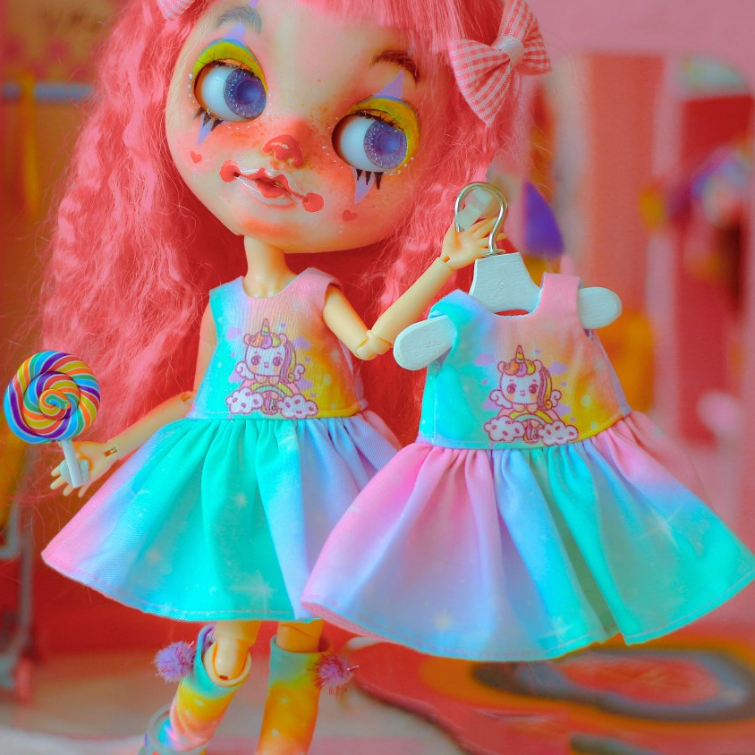 PLAYPERDOLL ชุดตุ๊กตา Neo blythe,ชุดตุ๊กตา Blythe,Ob22,Ob24 ชุดตุ๊กตา เดรส+ถุงเท้า งานออกแบบและตัดเย