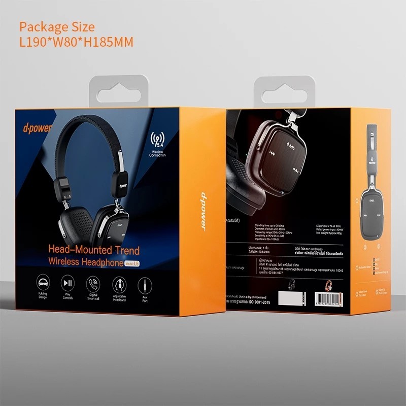 [Exclusive Online]L6 d-power หูฟัง Headphone หูฟังไร้สาย BT 5.4 เสียงดี คมชัด ฟังเพลงได้นานกว่า 45 ชั่วโมง