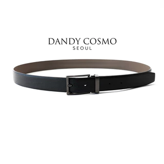 DANDY COSMO | เข็มขัดผู้ชาย หนังแท้ PREMIUM MEN'S BELT ใส่ได้2สีในเส้นเดียว รุ่น RECTANGULAR สี BLACK METAL 30mm