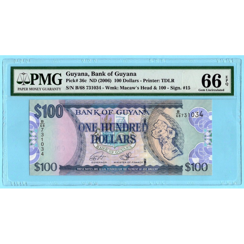Guyana,100 Dollars 2006 - PGM 66 EPQ Gem Uncirculated