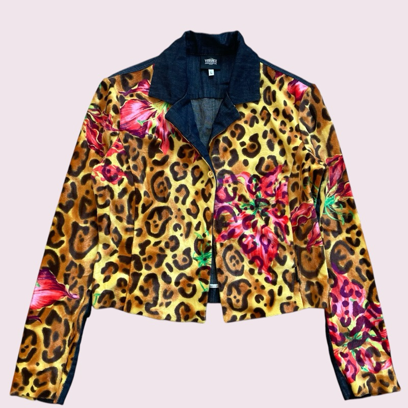 Vers ace Jeans Couture Leopard&Denim Jacket