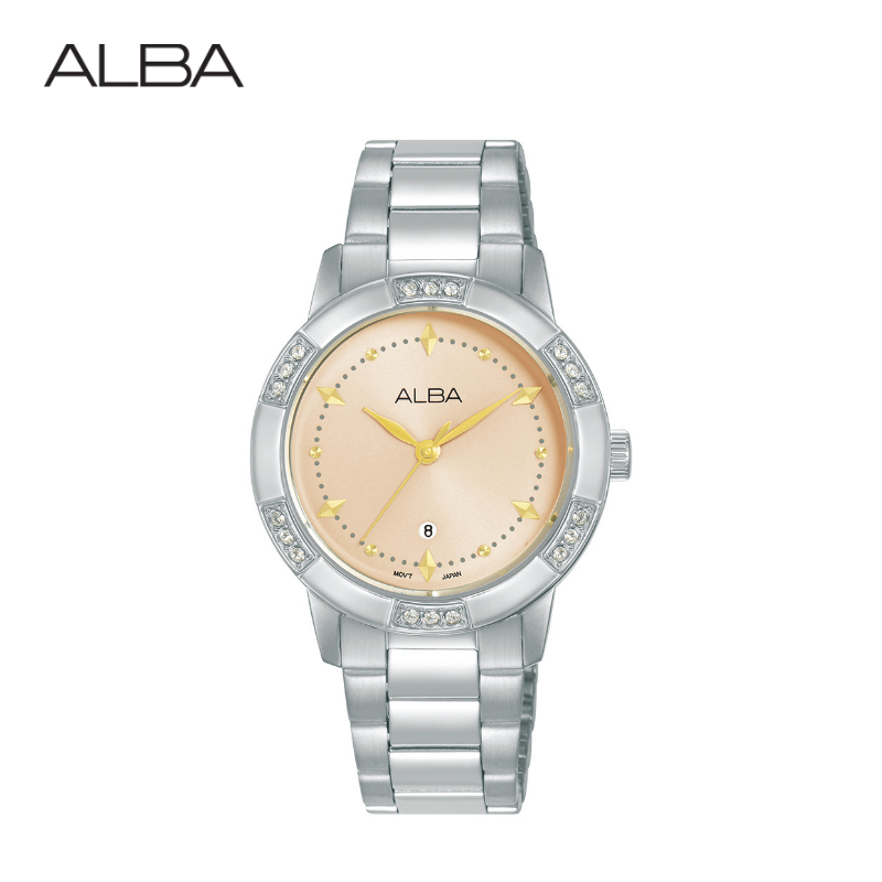ALBA Ikebana Quartz อัลบา นาฬิกาข้อมือผู้หญิง รุ่น AH7DG1X ขนาด 32 mm.สีแชมเปญ