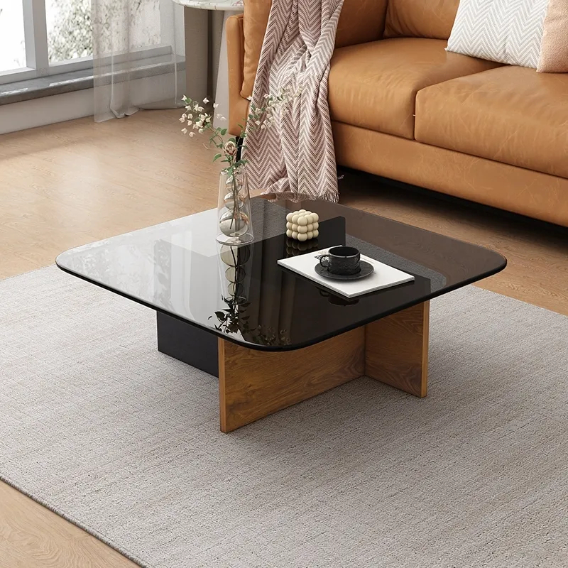 💥💥D、C.70cm สไตล์อิตาลีน้ำหนักเบาหรูหรากระจกนิรภัยโต๊ะกาแฟเฟอร์นิเจอร์ห้องรับแขกโต๊ะกลม