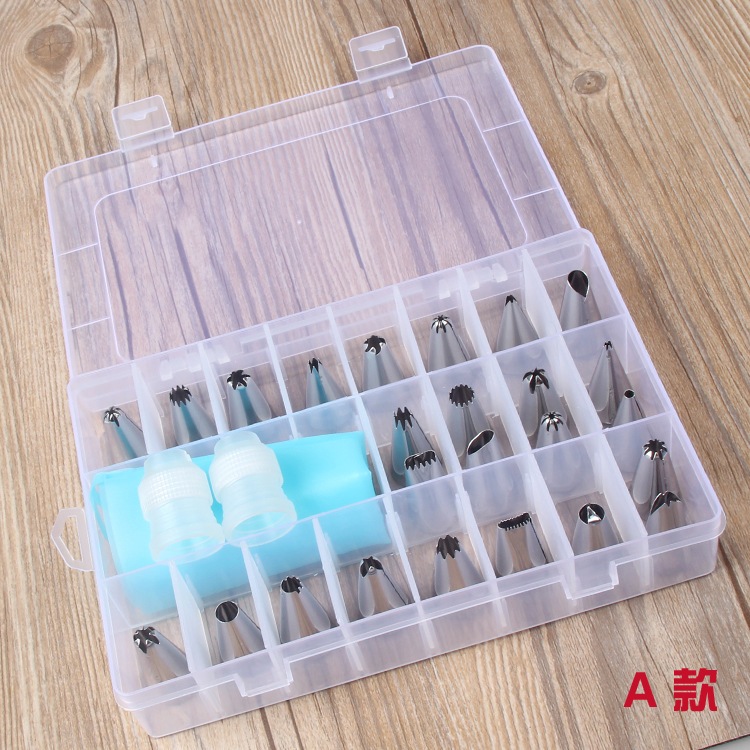 กล่องบรรจุพร้อมชุดหัวบีบครีมสุดคุ้มDIY 27 ชิ้น หัวบีบครีมเค้กพร้อมถุง หัวบีบวิปครีมหัวบีบขนม
