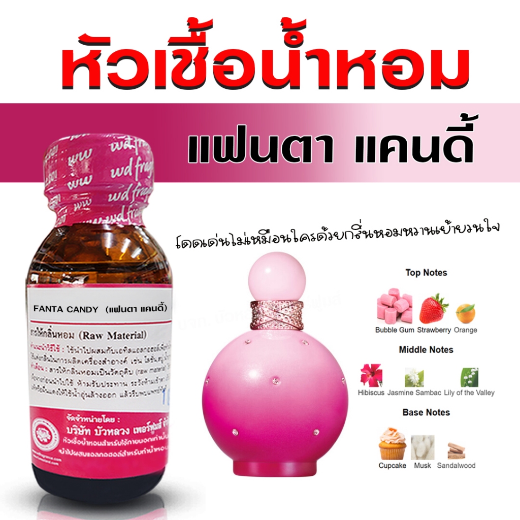 หัวเชื้อน้ำหอมแท้ 100% กลิ่น แฟนตาซีแคนดี้ หัวน้ำหอม น้ำหอม กลิ่นหอมละมุน ติดทนยาวนาน ความเข้มข้นสูง สินค้าคุณภาพ