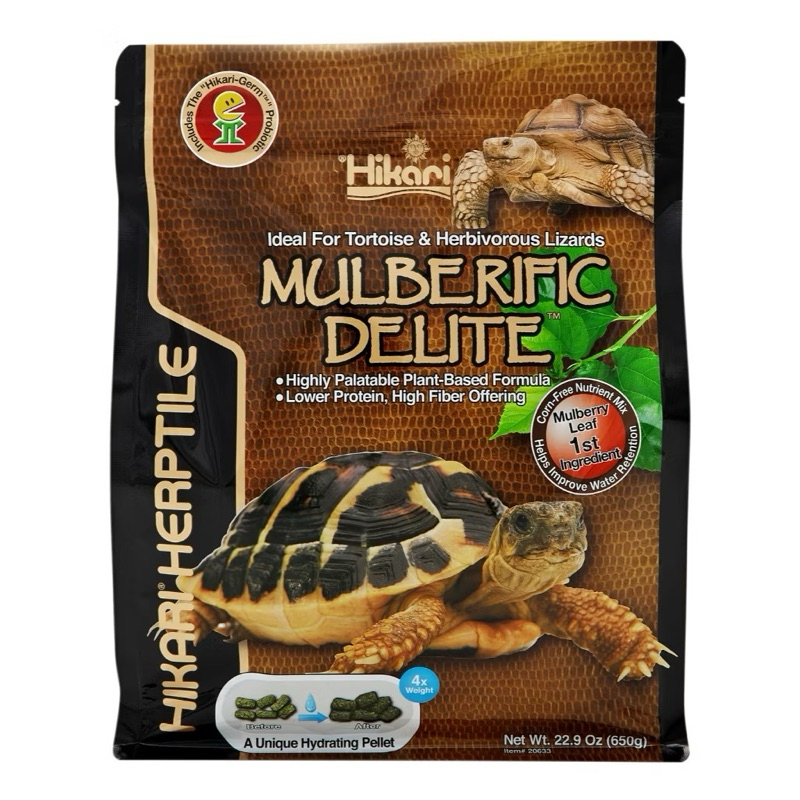 Hikari Mulberific อาหารเต่าบก อาหารกิ้งก่า ใบหม่อน ผสม Mulberry แช่น้ำขยายตัวถึง 4 เท่า