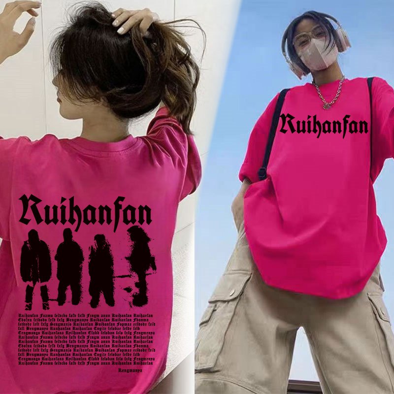 เสื้อยืดแฟชั่นผู้หญิงกําลังฮิตใหม่ล่าสุด Oversize เสื้อผ้าสาวอวบไซส์ใหญ่ เสื้อโอเวอร์ไซส์สไตล์เกาหลี สกรีนลายวินเทจเท่ๆ - รูปที่ 2