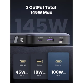 Ugreen Power Bank แบตสำรอง 25000mAh แบบพกพา พาวเวอร์แบงค์ชาร์จเร็ว PD 145W Fast Charging