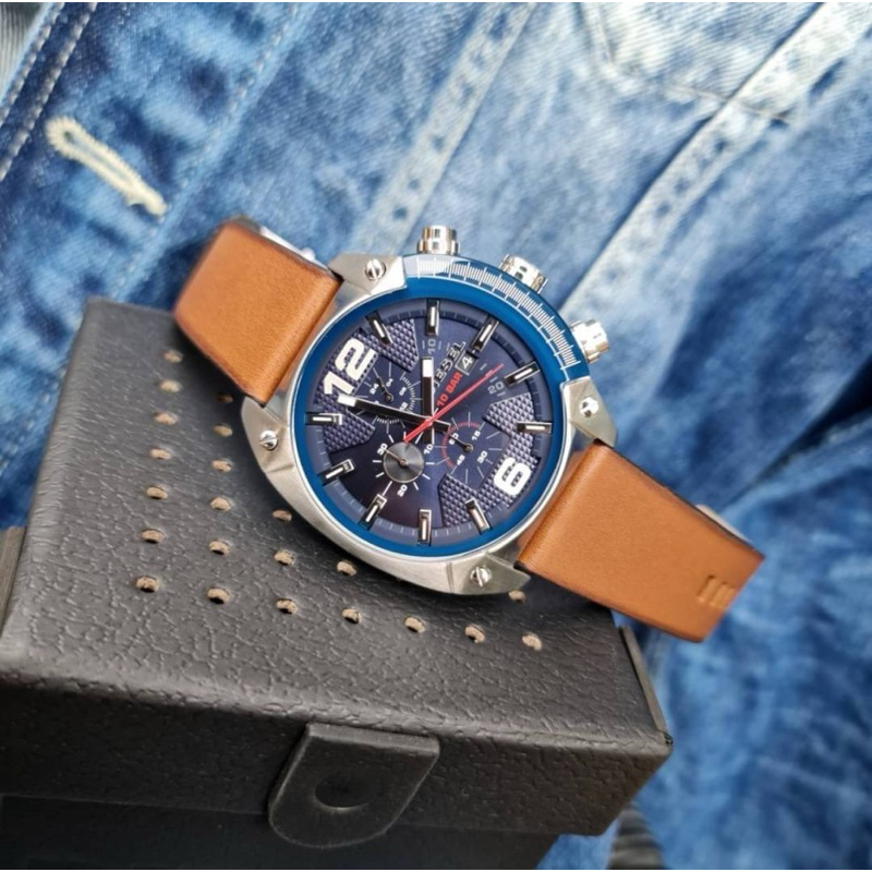 Diesel Men's Overflow Chronograph Brown Leather Watch