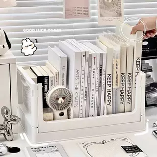 ชั้นใส่หนังสือ เอกสาร ตะกร้าใส่ของอเนกประสงค์ พับได้ มีที่กั้นแบ่งช่องถอดออกได้ ใส่กระดาษ A4 ได้