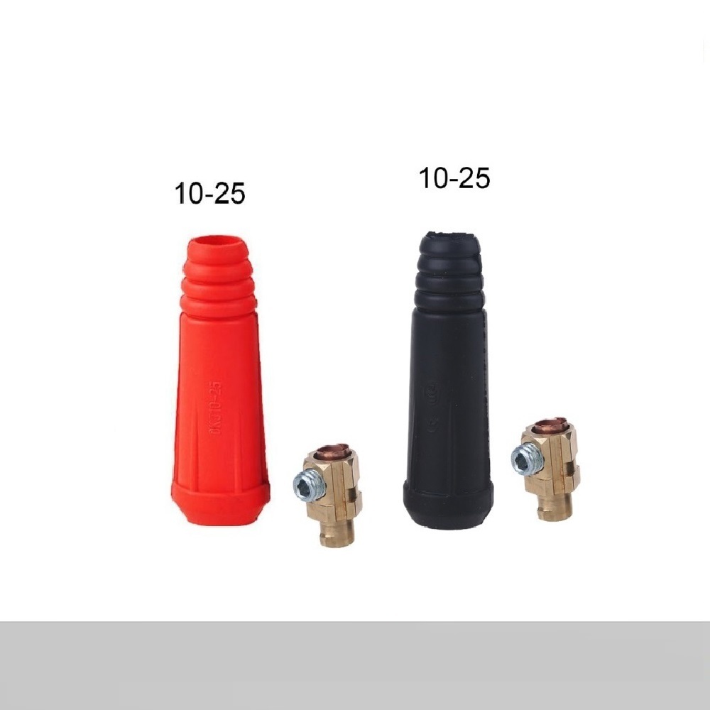 ข้อต่อท้ายสาย ข้อต่อ สายเชื่อม ยูโร 10-25 ราคา ต่อ 2 ชิ้น แดง และ ดำ Euro Cable Plug 10-25