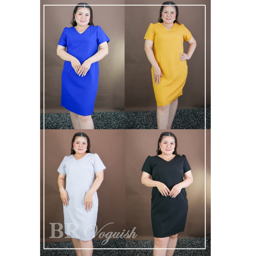 เดรสวียาว คอวี แขนสั้น BR Voguish Plus
