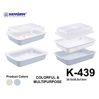 Keyway K-439 ที่คว่ำแก้วพร้อมฝา , วางช้อน , ใส่ผักผลไม้ได้ หรือ สามารถเป็นตระกร้าล้างผักพร้อมถาดรองได้...สีใหม่