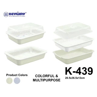 Keyway K-439 ที่คว่ำแก้วพร้อมฝา , วางช้อน , ใส่ผักผลไม้ได้ หรือ สามารถเป็นตระกร้าล้างผักพร้อมถาดรองได้...สีใหม่