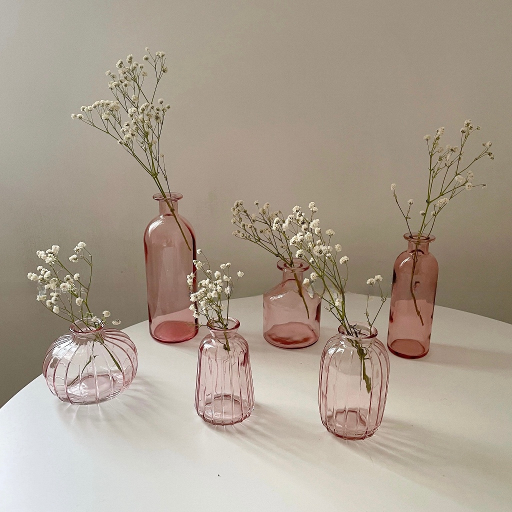 OurHome [พร้อมส่ง] แจกันแก้วแนวตั้ง Vertical glass vase แจกันเรียบง่าย ของแต่งบ้าน พร็อพถ่ายรูป ร้านกาแฟ ร้านอาหาร