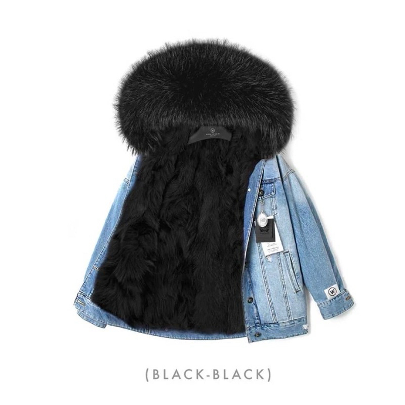WOOL STUDIO - Cooper Jacket Fox Fur เสื้อขนเฟอร์ สีดำ Light Danim