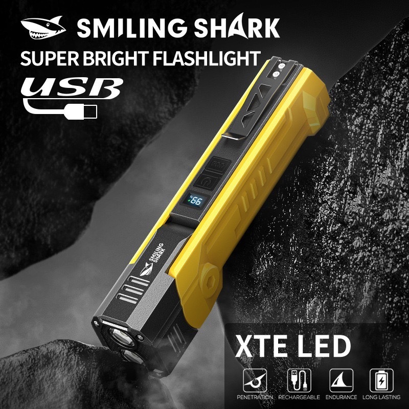 SmilingShark GZ5106 ไฟฉาย led แม่เหล็ก หมุนได้ คบเพลิง ซุปเปอร์ไบรท์ 7 โหมด แสงสีขาว/แดง Type-C ชาร์จใหม่ได้
