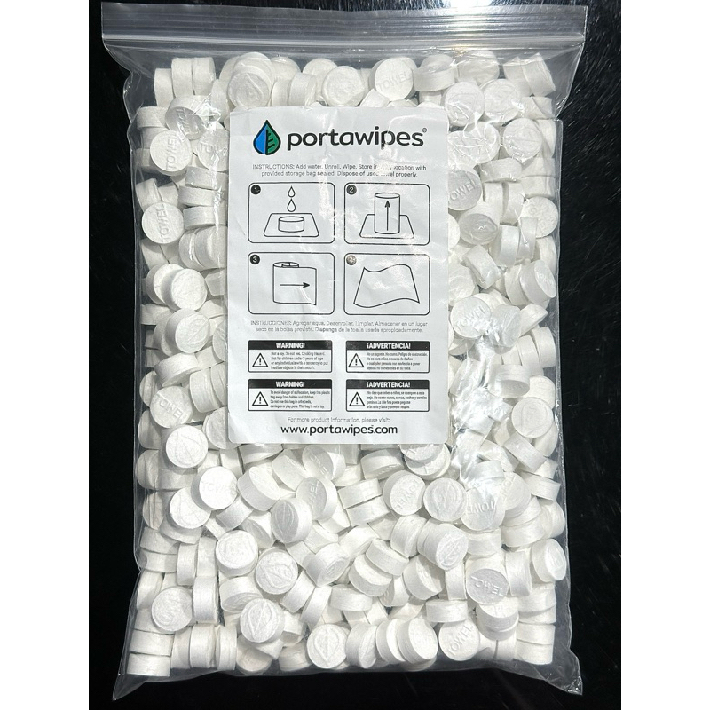ผ้าอัดเม็ด ทิชชู่อัดเม็ด ไร้กลิ่น ไร้สารเคมี Portawipes Pack 500 Pcs.