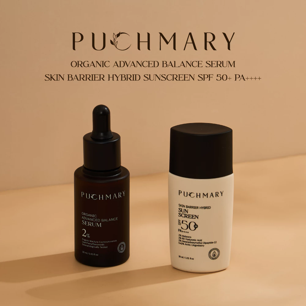 PUCHMARY HEALTHY SKIN SET [Serum + Sunscreen] (เซรั่มปรับสมดุลผิว + กันแดดบำรุงและมีสกินแคร์ในตัว)