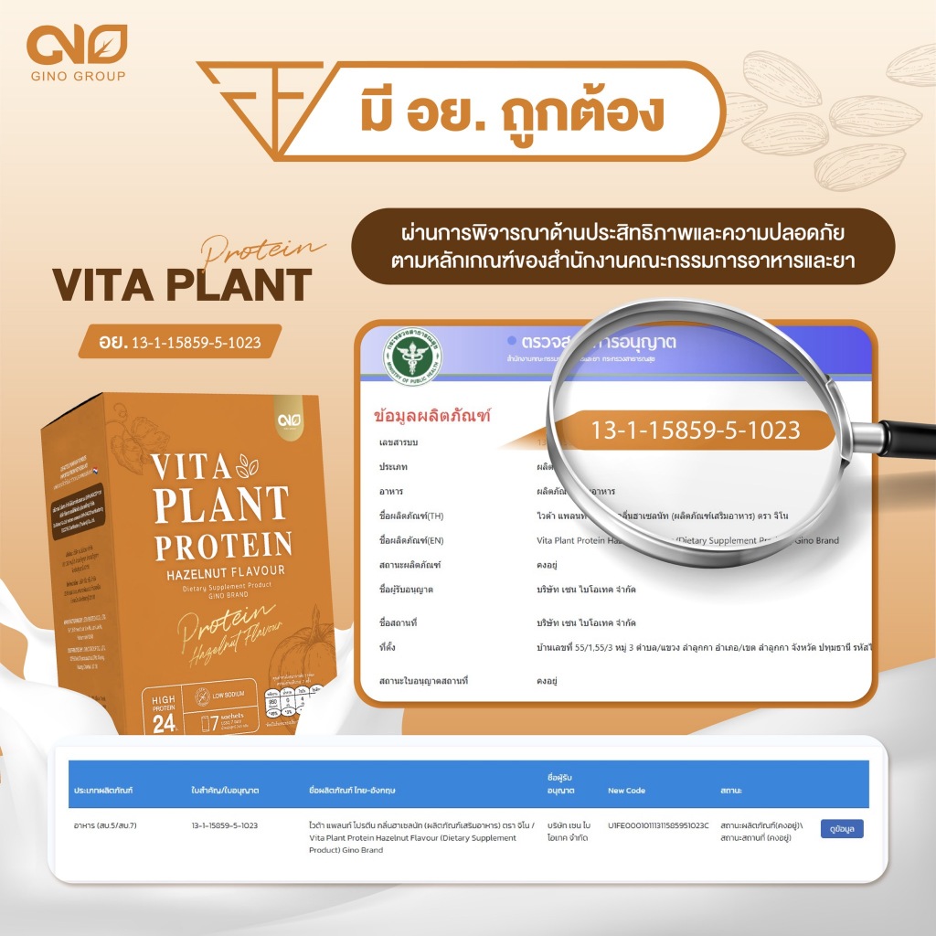 ✅ส่งฟรี✅ซื้อ2 แถม 1 Gino Vita Plant Protein จิโน ไวต้า แพลนท์ โปรตีนจากพืชแท้ เพิ่มมวลกล้ามเนื้อ สำหรับผู้สูงอายุ - รูปที่ 4