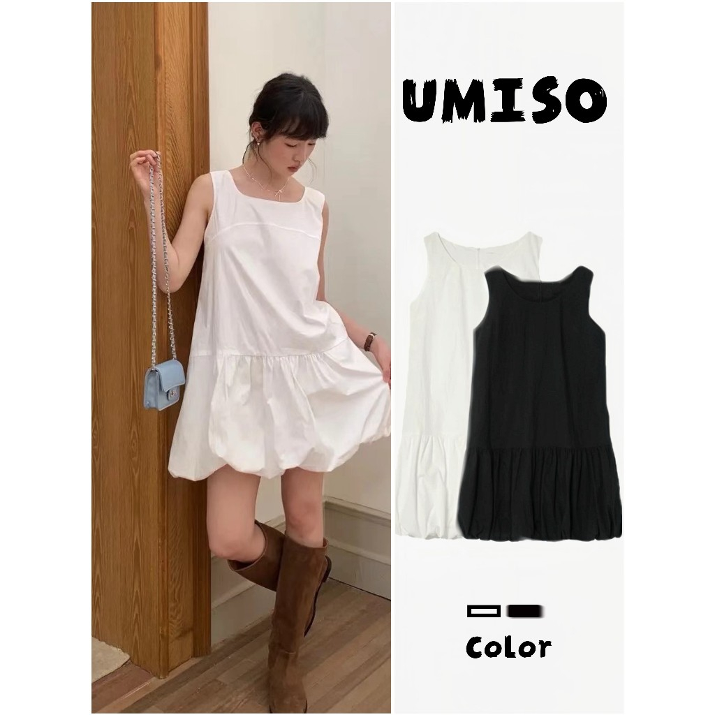 UMISO เดรสชุดราตรีเดรสขาว มินิเดรส เดรสแฟชั่น ชุดเดรสสั้นผู้หญิง ชุดไปคาเฟ่ ชุดสวย